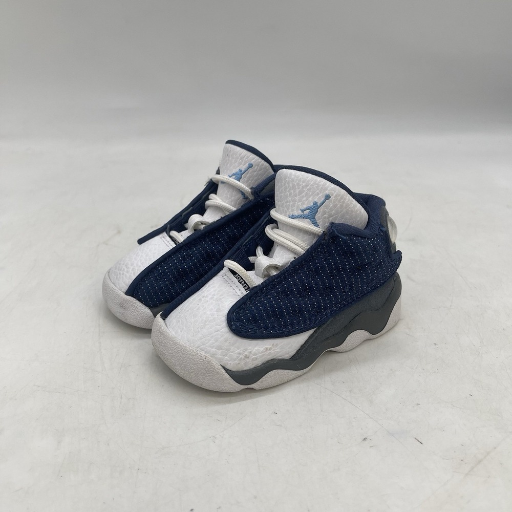 Jordan High Top Toddler Sneaker US Size 4C White Blue Gray Leather 414581-404